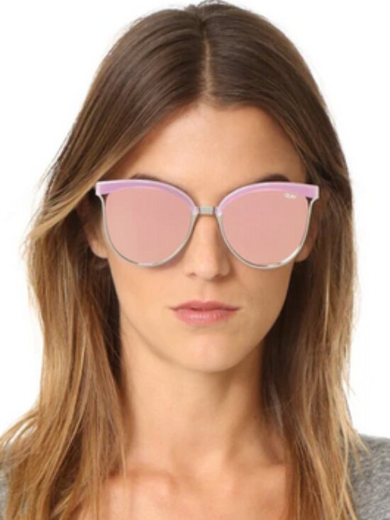 Quay Australia Star Dust Silver Pink Frame Pink Mirror Lens Cat Eye Sunglasses main image 9